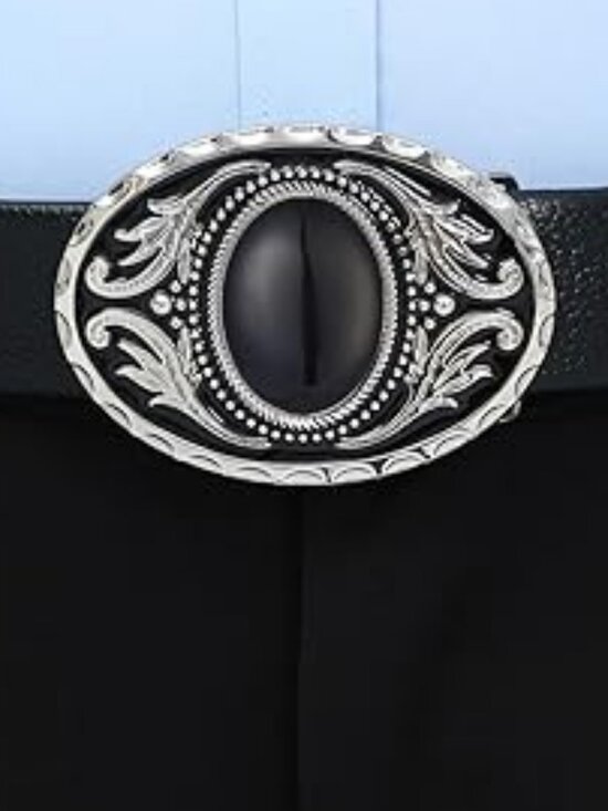 New Black Silver American Belt Buckle Men Women Western Cowboy Cowgirl Boho Oval